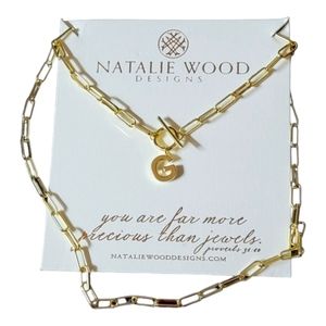 Natalie Wood Designs Toggle Initial Necklace in Gold - Initial "G"